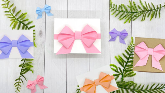 paper bow gift topper tutorial with steps and template