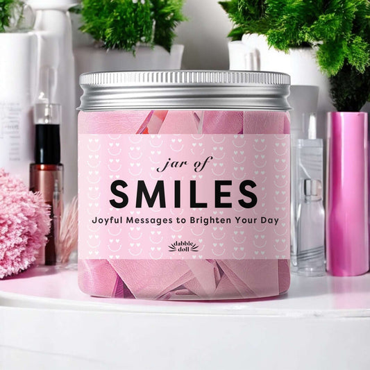 Jar of Smiles, smiles jar filled with joyful messages to brighten your day, gifts of joy for women, uplifting inspirational gift, motivational encouragement gift idea