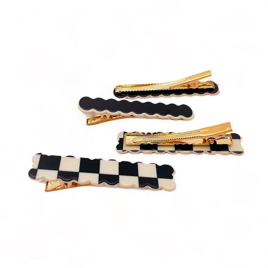 Checkered & Wave Hair Clips