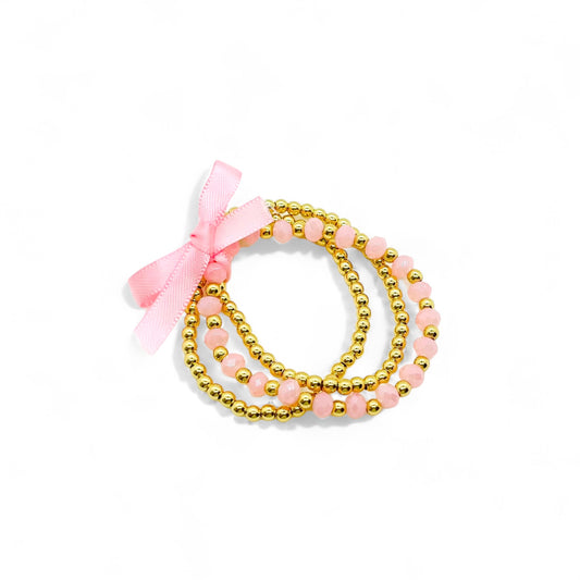 Stretch Bracelet Stack (Pink/Gold)