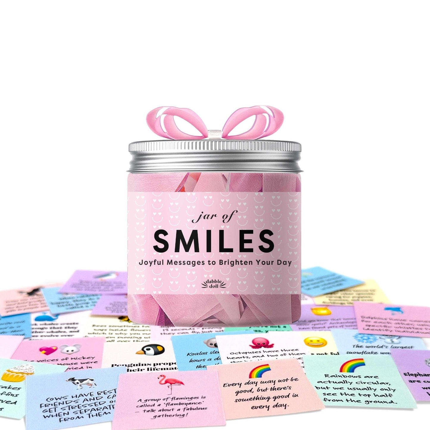 Jar of Smiles, smiles jar filled with joyful messages to brighten your day, gifts of joy for women, uplifting inspirational gift, motivational encouragement gift idea