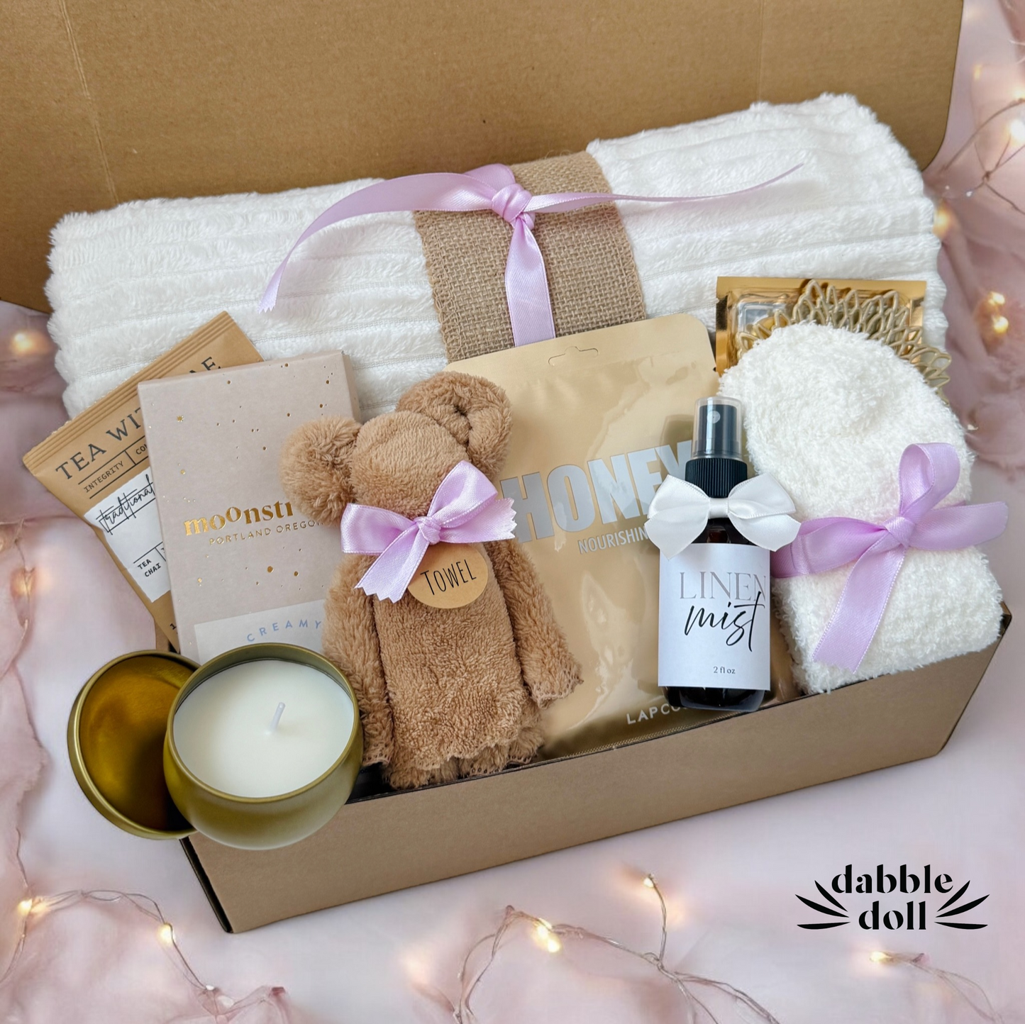 Hygge Gift Box with Blanket, Cozy Socks, Linen Mist, Candle + More