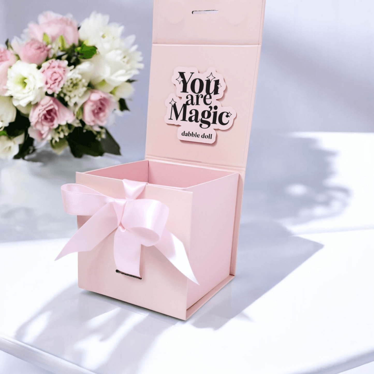 Dabble Doll Pink Gift Box with a Ribbon for Girls, Perfect as a gift best friend