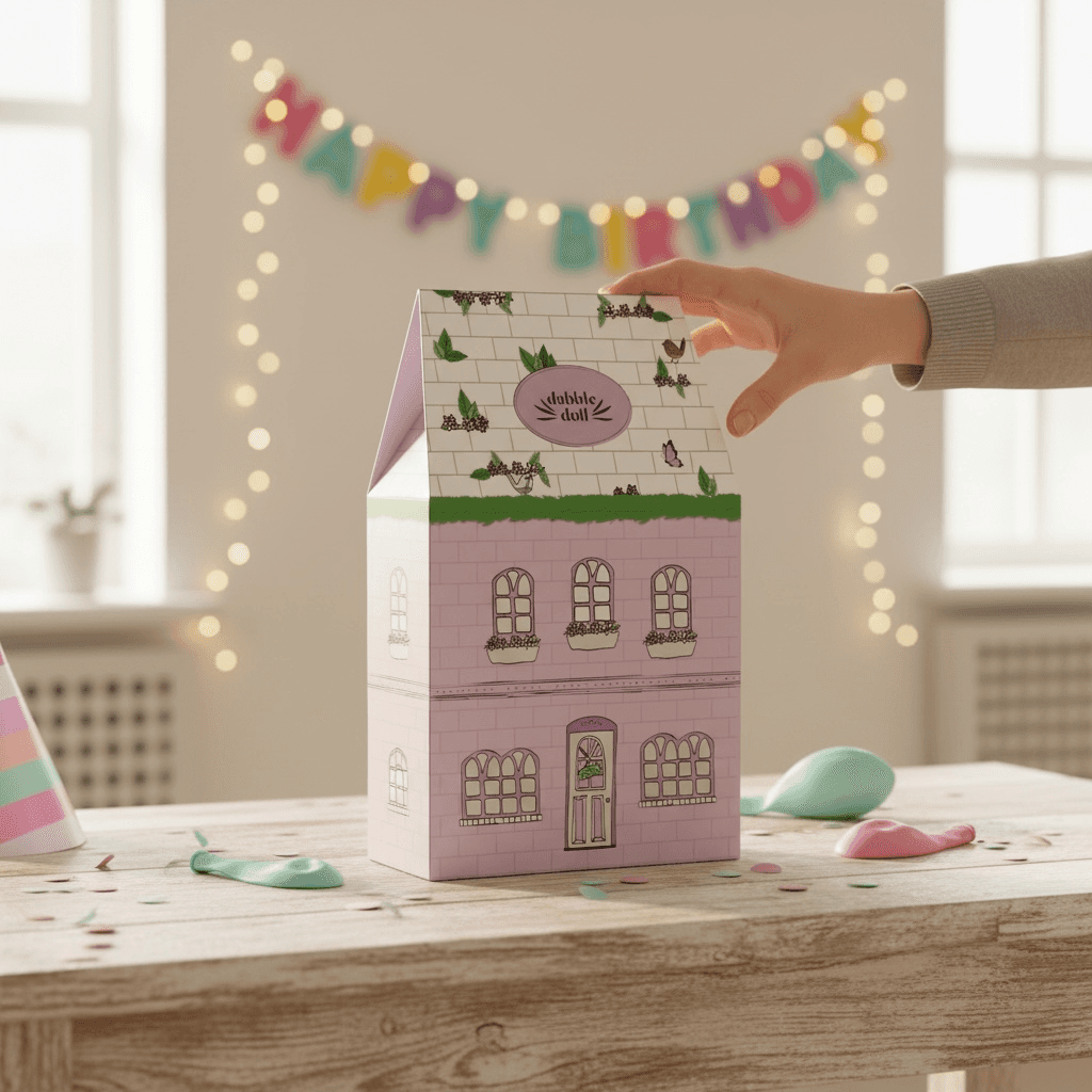 Dabble Doll Purple Playhouse with Windows and Door for Kids' Imaginative Play