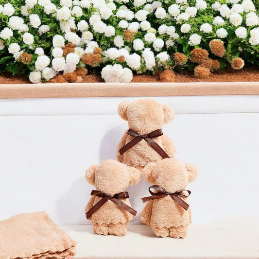 Dabble Doll Soft Beige Plush Teddy Bears with Brown Ribbons for Girls and Women