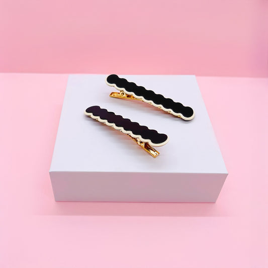 Dabble Doll Black Hair Clips with Gold Accents for Girls, Women, and Ladies