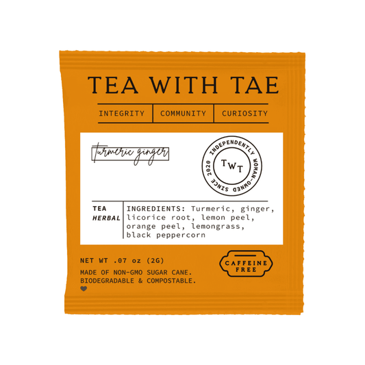 Dabble Doll Turmeric Ginger Herbal Tea Pack for girls and women, made from organic ingredients, caffeine-free