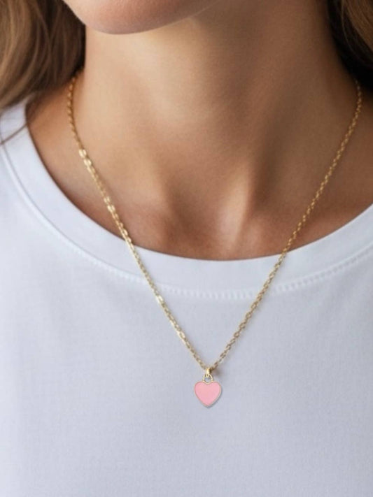 Dabble Doll Tiffanys necklace heart featuring a pink enamel pendant on a gold chain