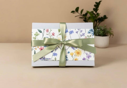 Gift boxes with floral design and ribbon, perfect for girls and women, made from sturdy cardboard