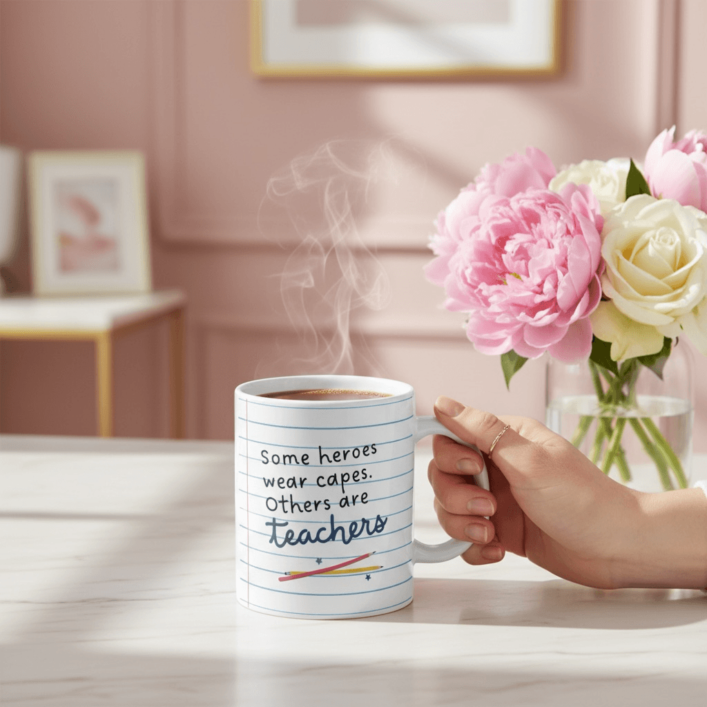 Dabble Doll Coffee Mug with Teacher Appreciation Quote as an appreciation teacher gift