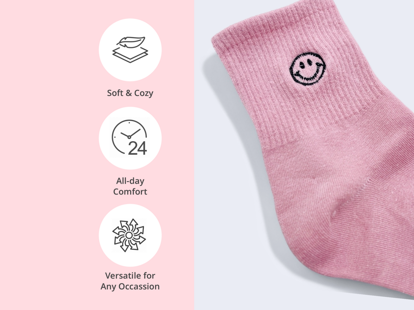 Smiley Face Socks (Pink)