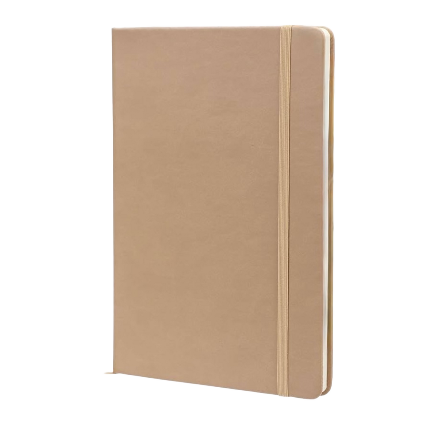 Beige pu leather lined notebook 