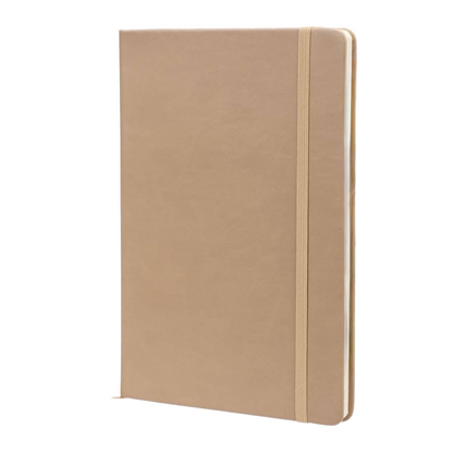Beige pu leather lined notebook 