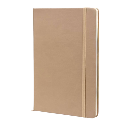 Beige pu leather lined notebook 