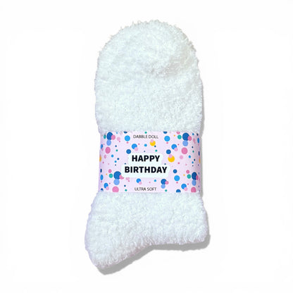 Festive Happy Birthday Cozy socks, birthday gift, cozy birthday, gift for women