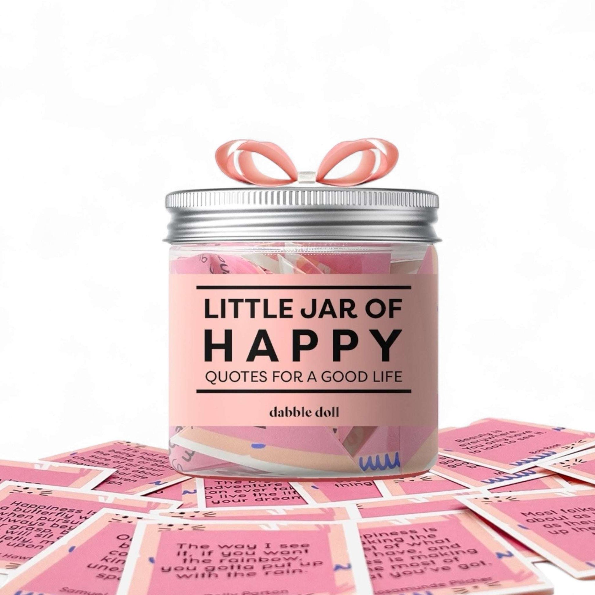 Happy jar filled with uplifting quotes for a good life, jar of encouragement, jar of joy, positive messages jar for happiness, inspiration, gift idea for women