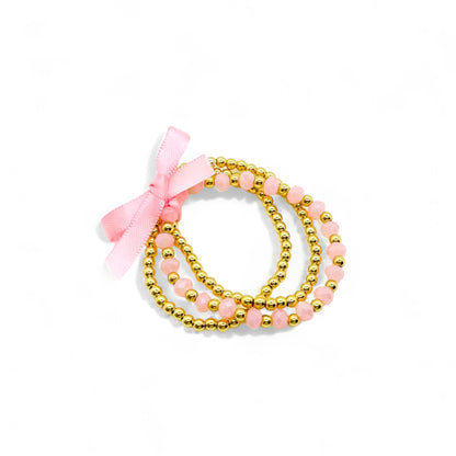 Stretch Bracelet Stack (Pink/Gold)