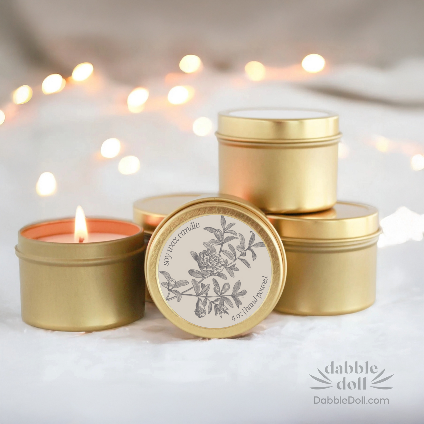 Soy Wax Candle in Gold Tin
