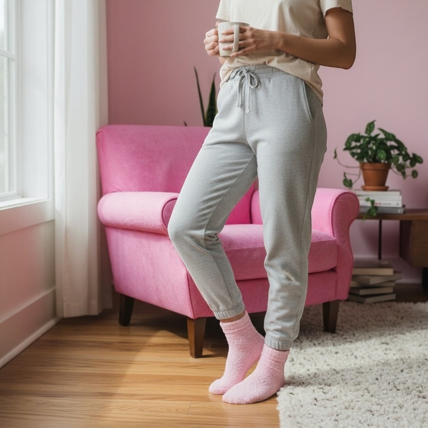 Cute pink cozy socks loungewear home relaxing outfit Cozy socks, fluffy socks, fuzzy socks, cloud socks, Pink fuzzy socks, cute socks, gift socks for women