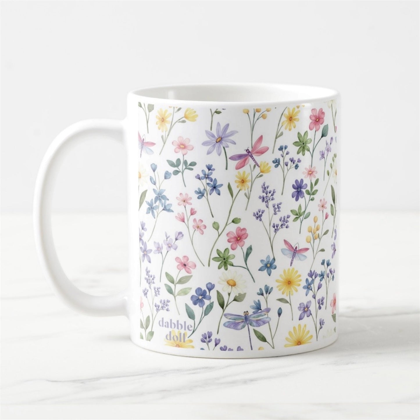 Wildflower floral mug, ceramic coffee mug