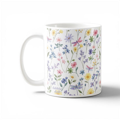 Wildflower floral mug, ceramic coffee mug