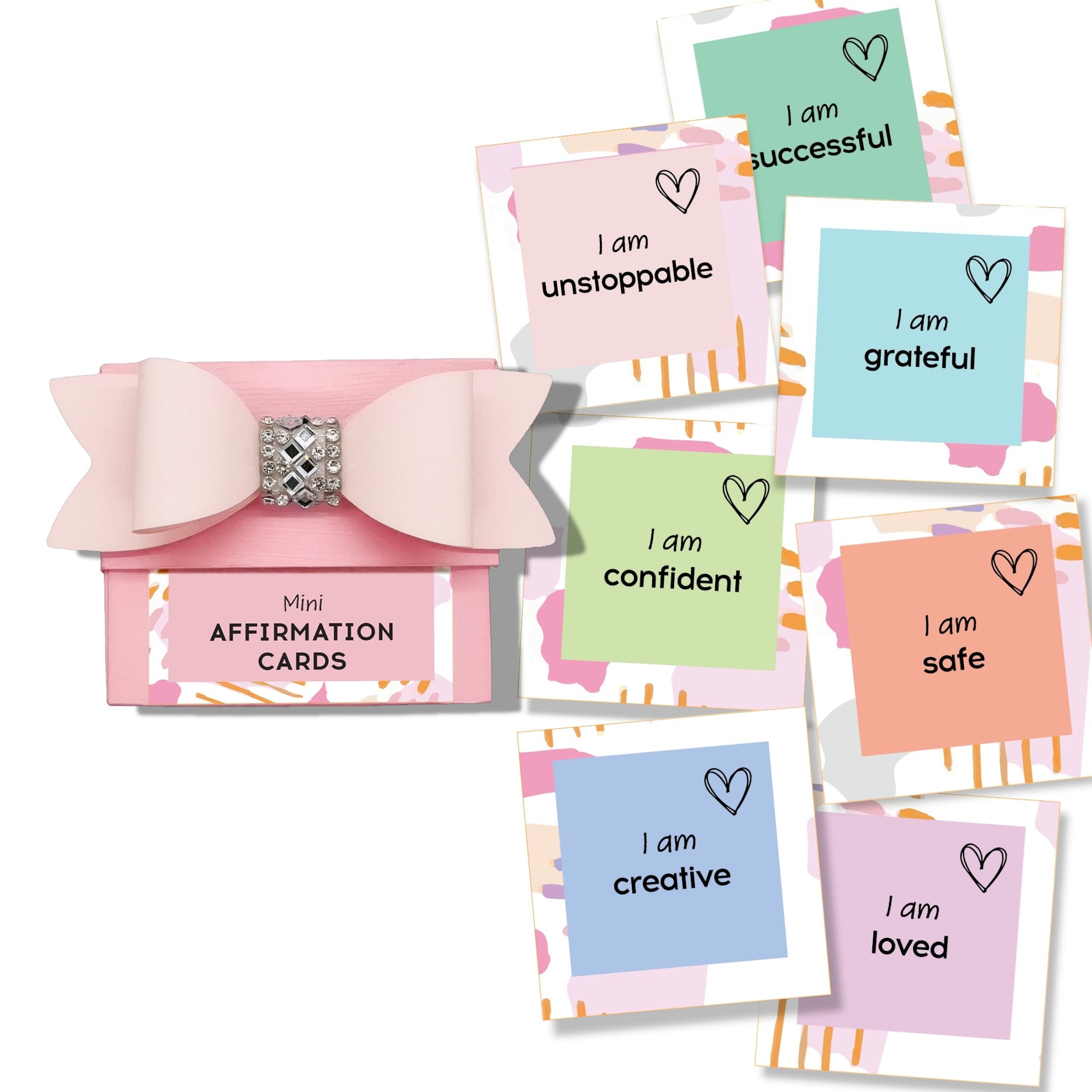 Dabble Doll Mini Affirmation Cards with pastel colors, ideal for girls and women to inspire positivity