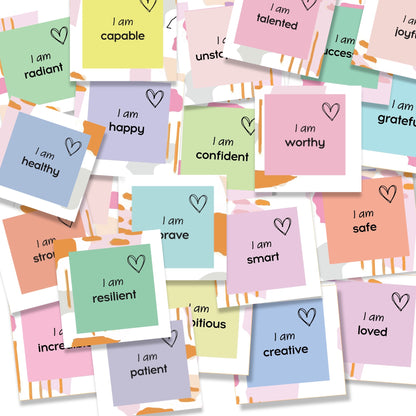 Colorful affirmation cards for girls and women featuring positive messages for self-empowerment