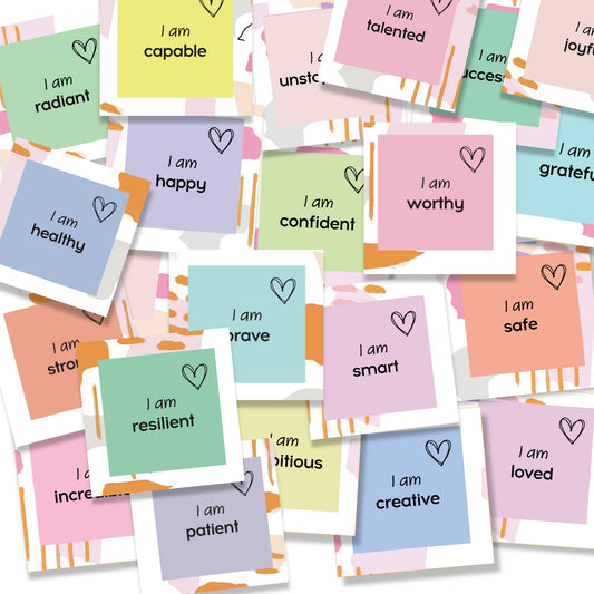 Colorful affirmation cards for girls and women featuring positive messages for self-empowerment