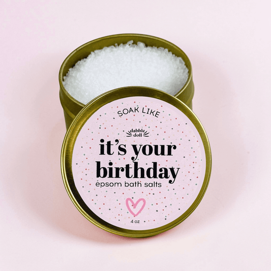 Dabble Doll Birthday Epsom Bath Salts Gift Box for a Relaxing Spa Experience