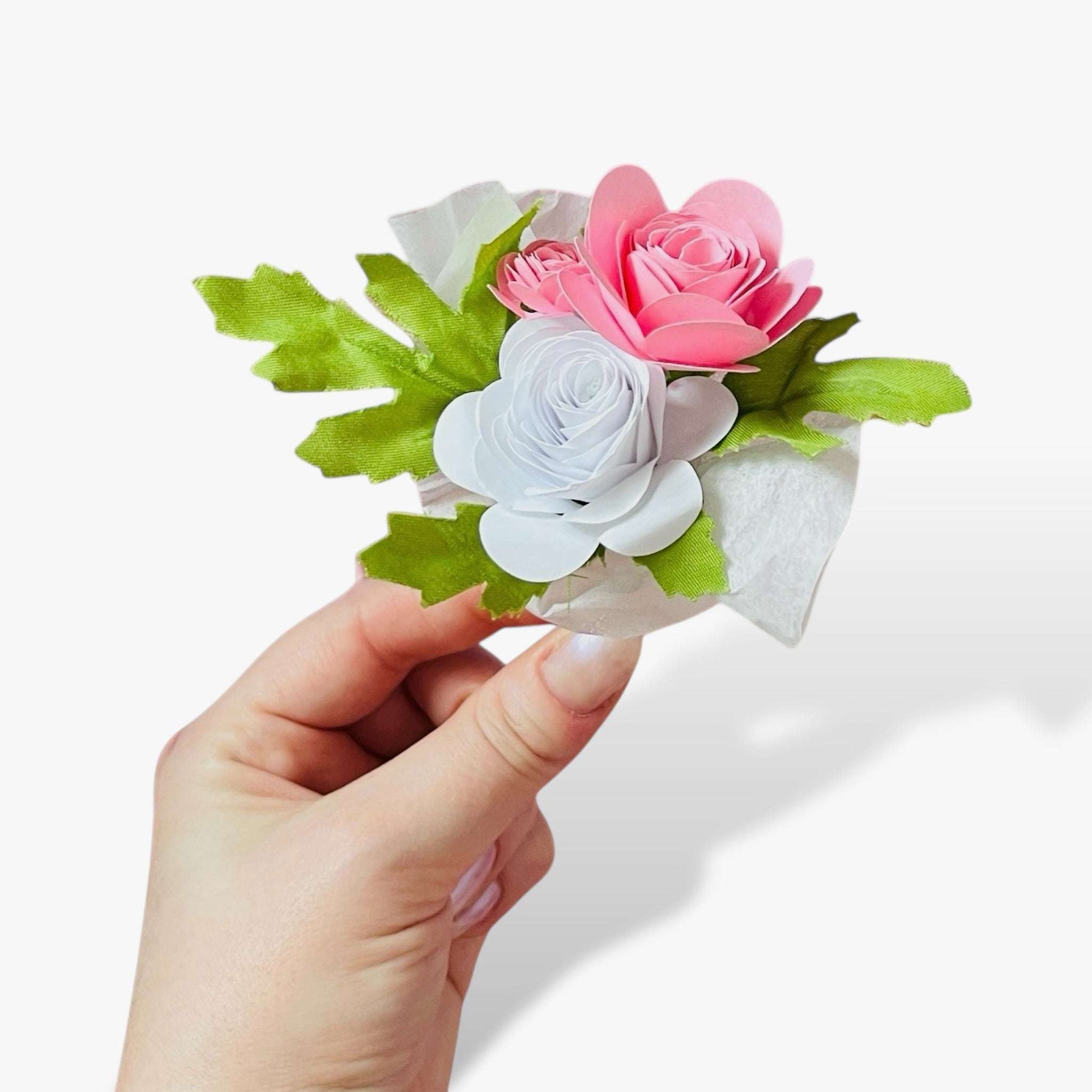 Dabble Doll Paper Bouquet in Pink and White, perfect gift for girls and women