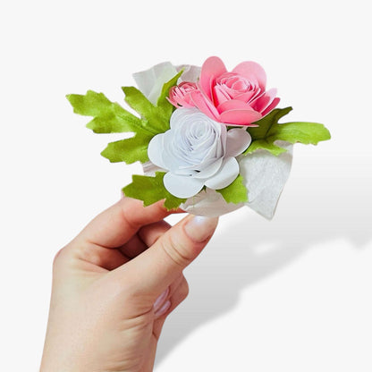 Dabble Doll Paper Bouquet in Pink and White, perfect gift for girls and women