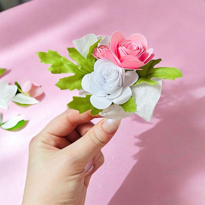 Handmade paper bouquet in pink and white, perfect for girls and women for special occasions