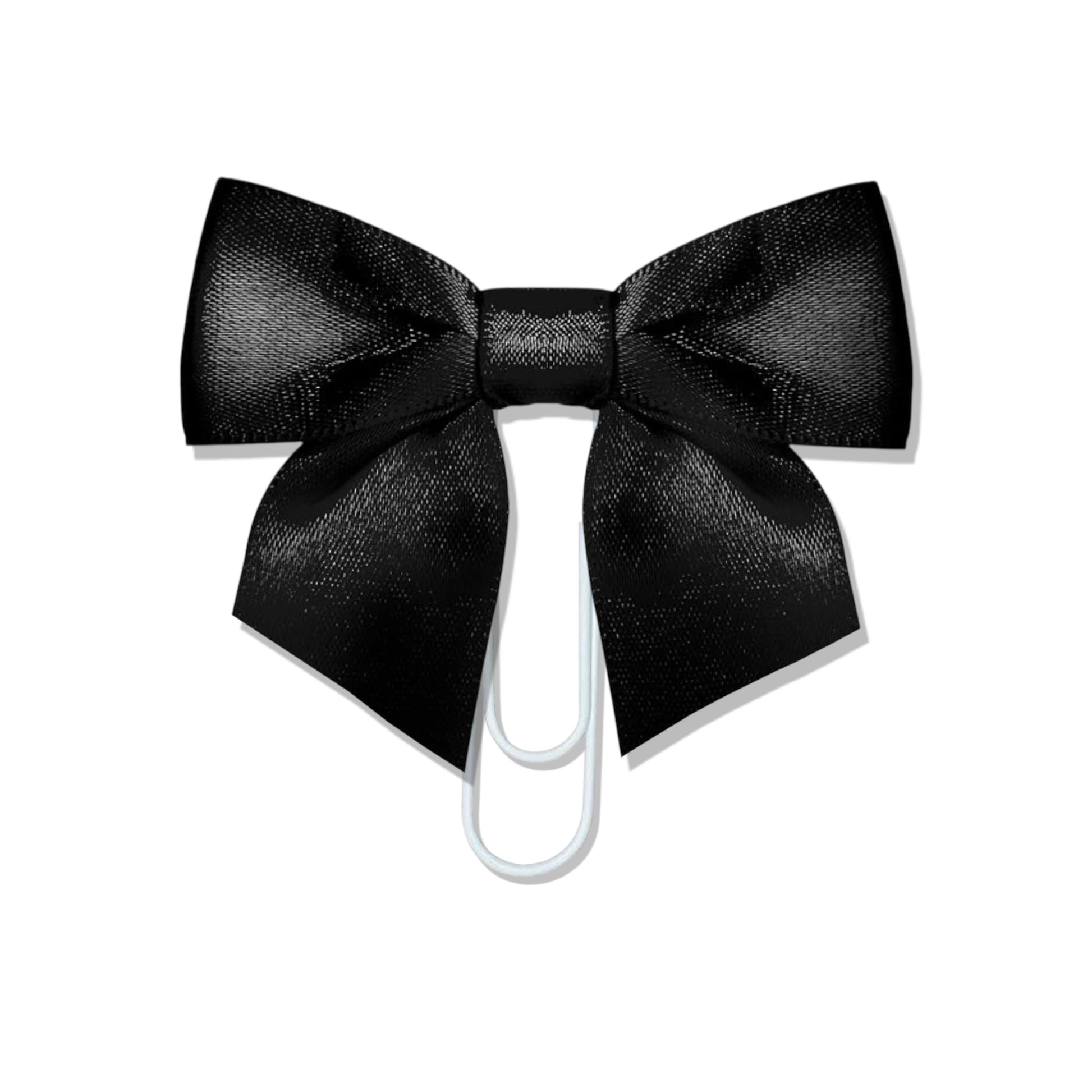 Dabble Doll Bow bookmark in elegant black satin for stylish page marking