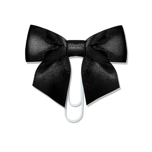 Dabble Doll Bow bookmark in elegant black satin for stylish page marking