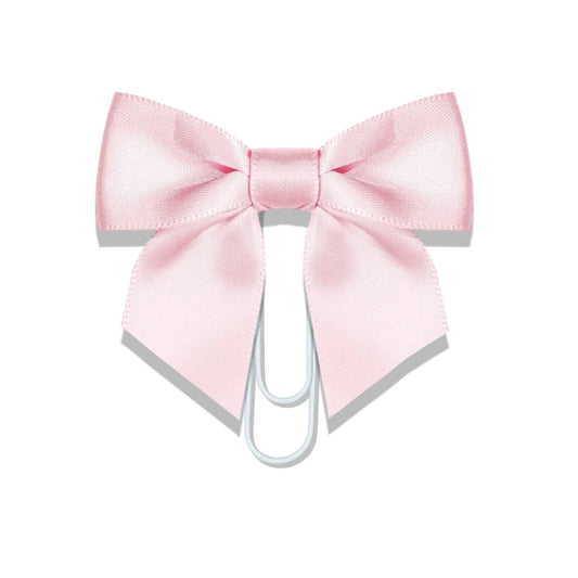 Dabble Doll Bow Bookmark in Pink Satin for Stylish Page Marking