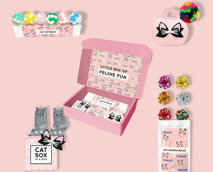 Pink Dabble Doll Cat Toy Gift Box with Colorful Balls and Accessories for Girls and Women