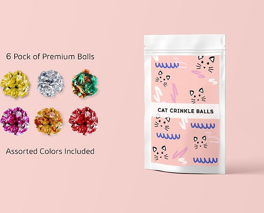 Dabble Doll premium cat toy pack featuring 6 colorful crinkle balls for girls and women