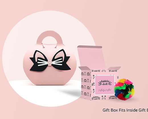 Pink Dabble Doll Cat Toy Gift Set in a Stylish Bow Box for Girls and Ladies