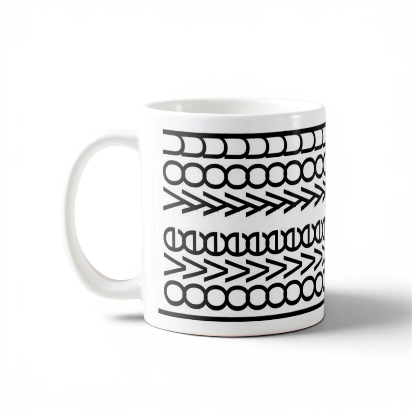 Dabble Doll Gift Box featuring a stylish black and white coffee mug with a heartwarming message