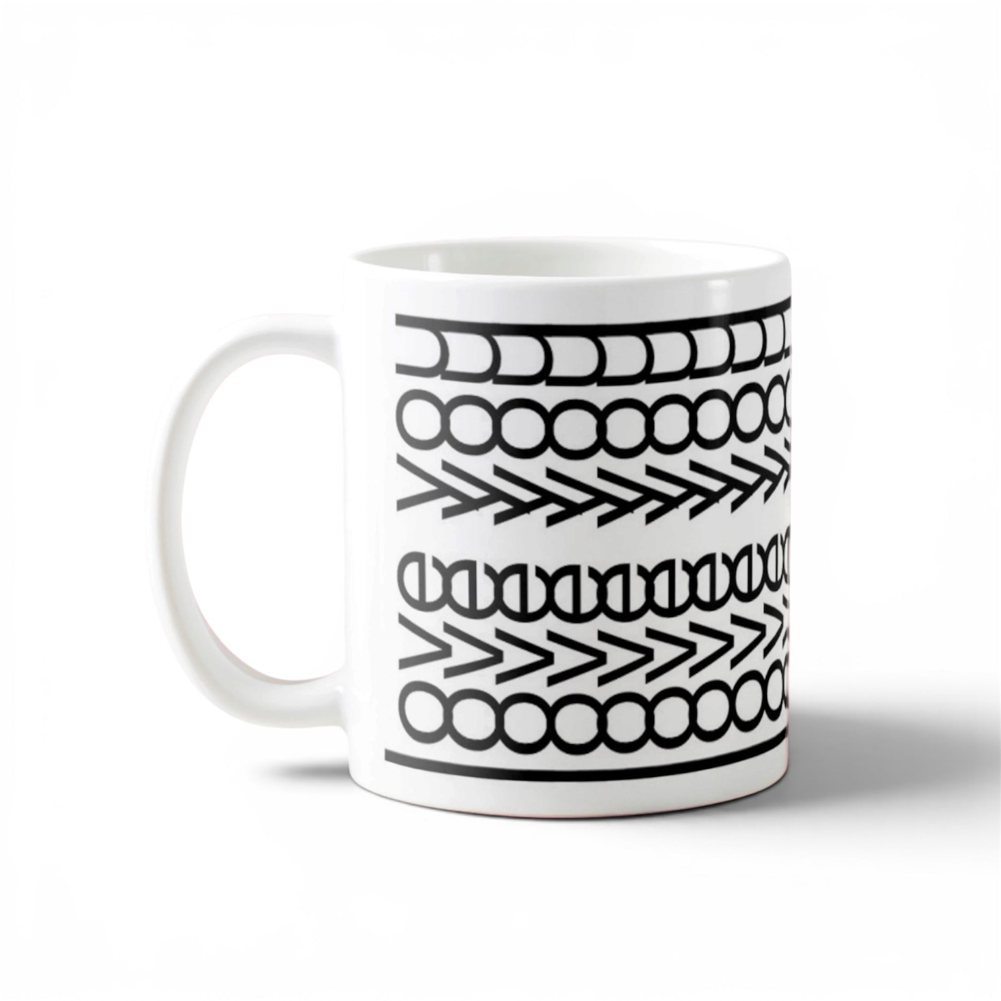 Dabble Doll Gift Box featuring a stylish black and white coffee mug with a heartwarming message