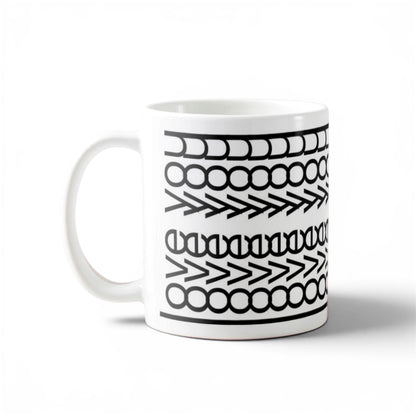 Dabble Doll Gift Box featuring a stylish black and white coffee mug with a heartwarming message