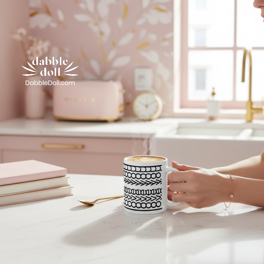 Love you coffee mug featuring a stylish coffee mug with a unique black and white design