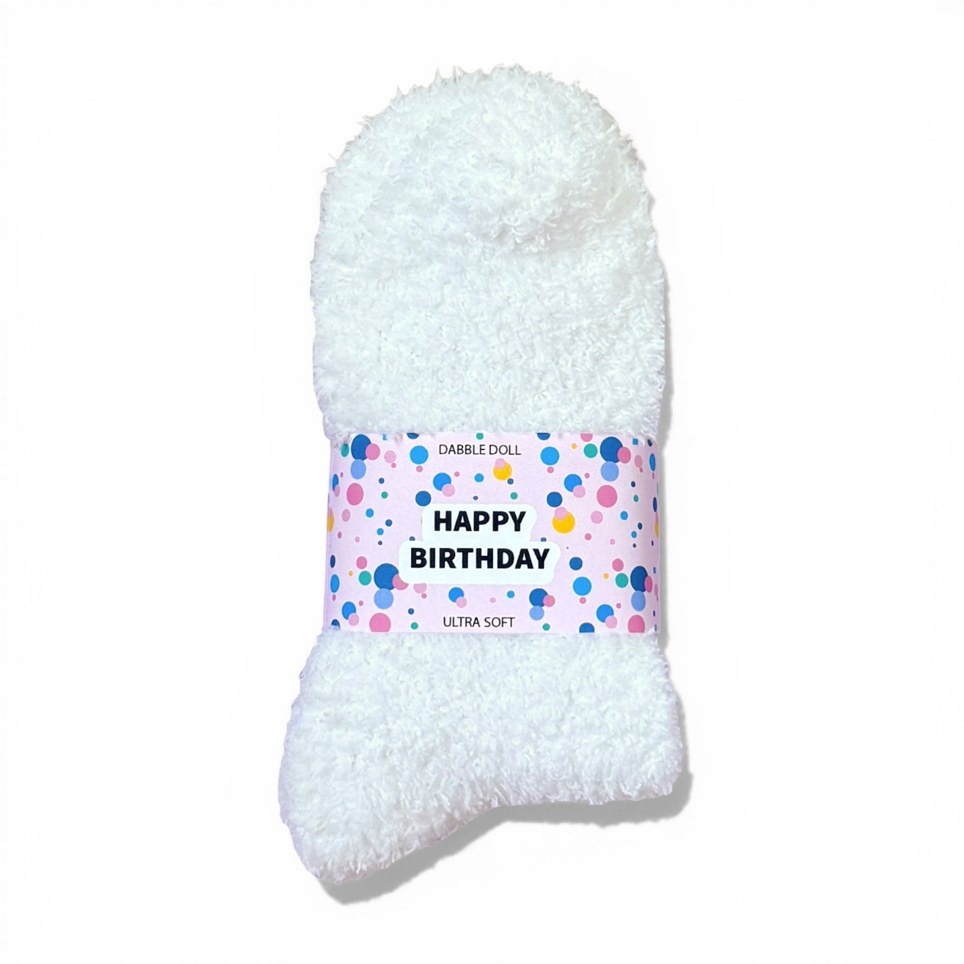 Dabble Doll Happy Birthday Gift Box featuring cozy socks in ultra-soft material