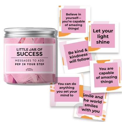 Pink Little Jar of Success with Affirmations for girls and women to inspire confidence and positivity