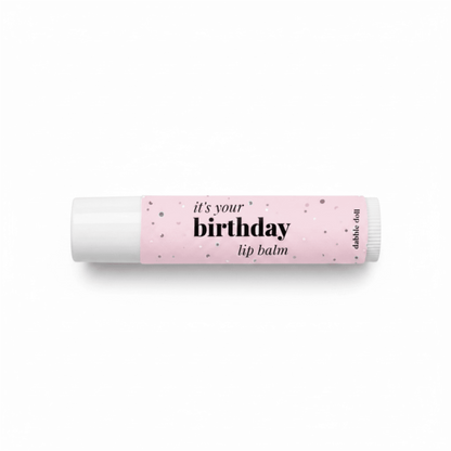 Dabble Doll It's Your Birthday Lip Balm in Pink with Fun Confetti Design