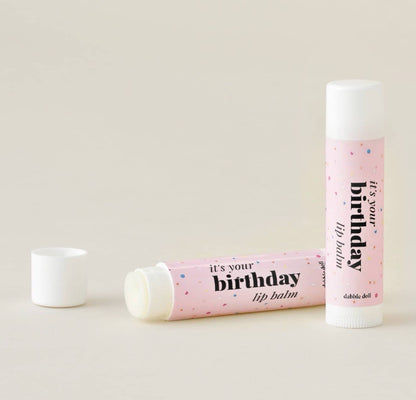 Dabble Doll It's Your Birthday Lip Balm in Pink Tube with Fun Confetti Design