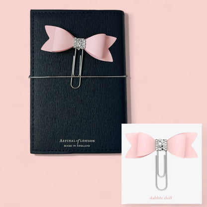 Dabble Doll Bow Paperclip in Pink with Sparkling Center for Stylish Organization