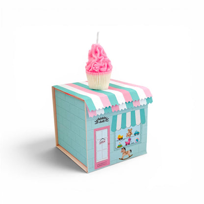 Dabble Doll Gift Box with Pink Cupcake Candle on Top, Perfect for Sweet Treat Lovers