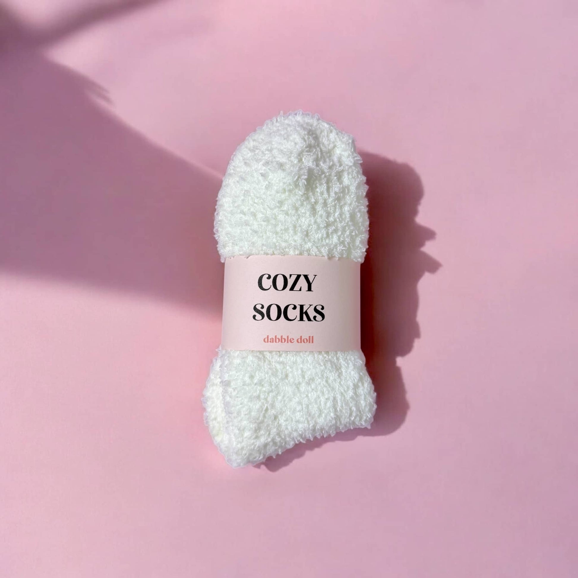 Soft white Cozy Socks for girls and women by Dabble Doll in fluffy material for ultimate warmth