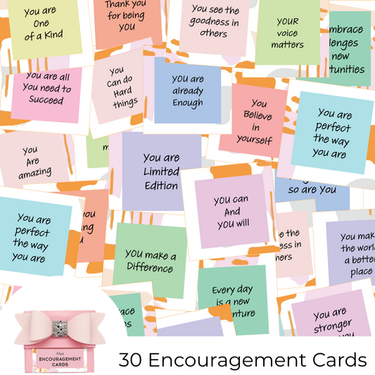30 Encouragement Cards in pastel colors for girls and women to inspire positivity